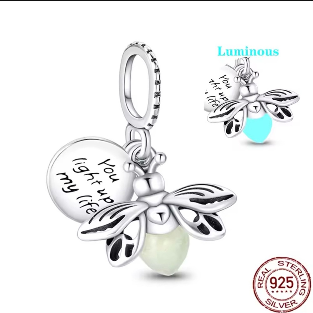 Fit Pandora design S925 Luminous Silver Bee Charm Bracelet